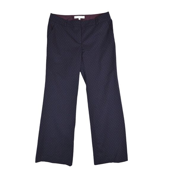 Trina Turk Navy Purple Dot Print Pants Size 10 Wide Leg Trouser Workwear USA - Picture 1 of 9
